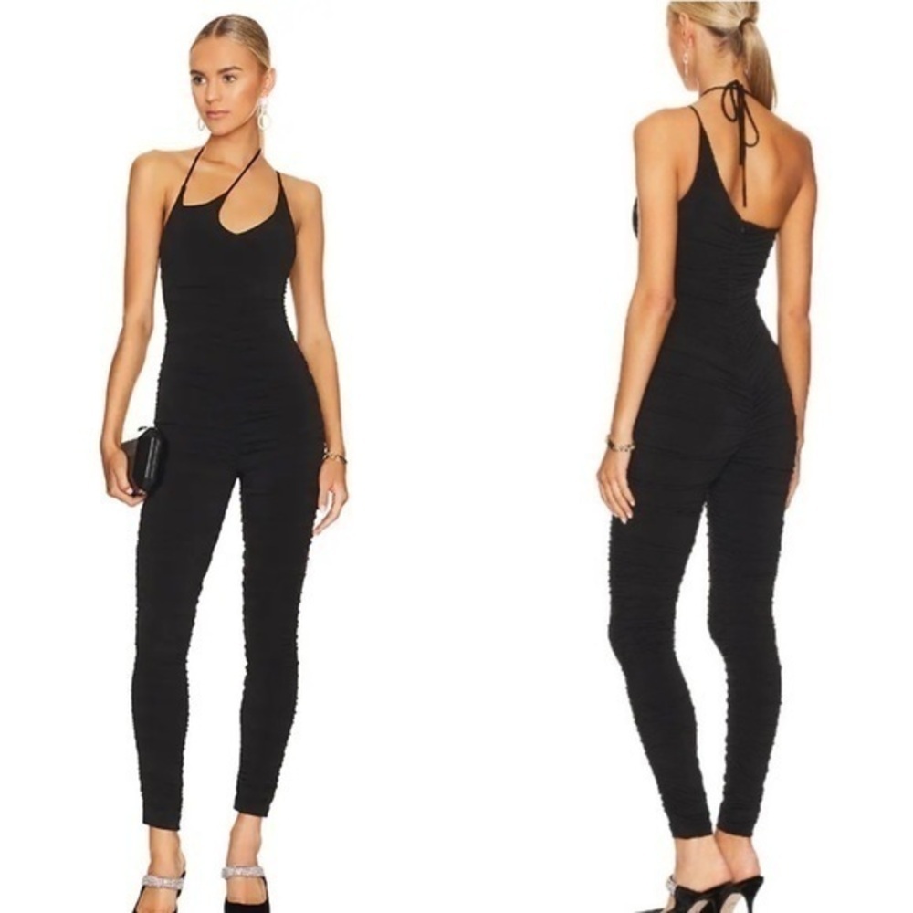 Revolve Superdown Black Bethany Ruched Sleeveless Cut Out Jumpsuit